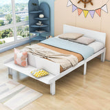 Full Size Kids Bed Frame with Headboard and Footboard Bench, Storage