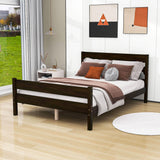 Wooden Full Bed Frame with Slat Headboard and Footboard