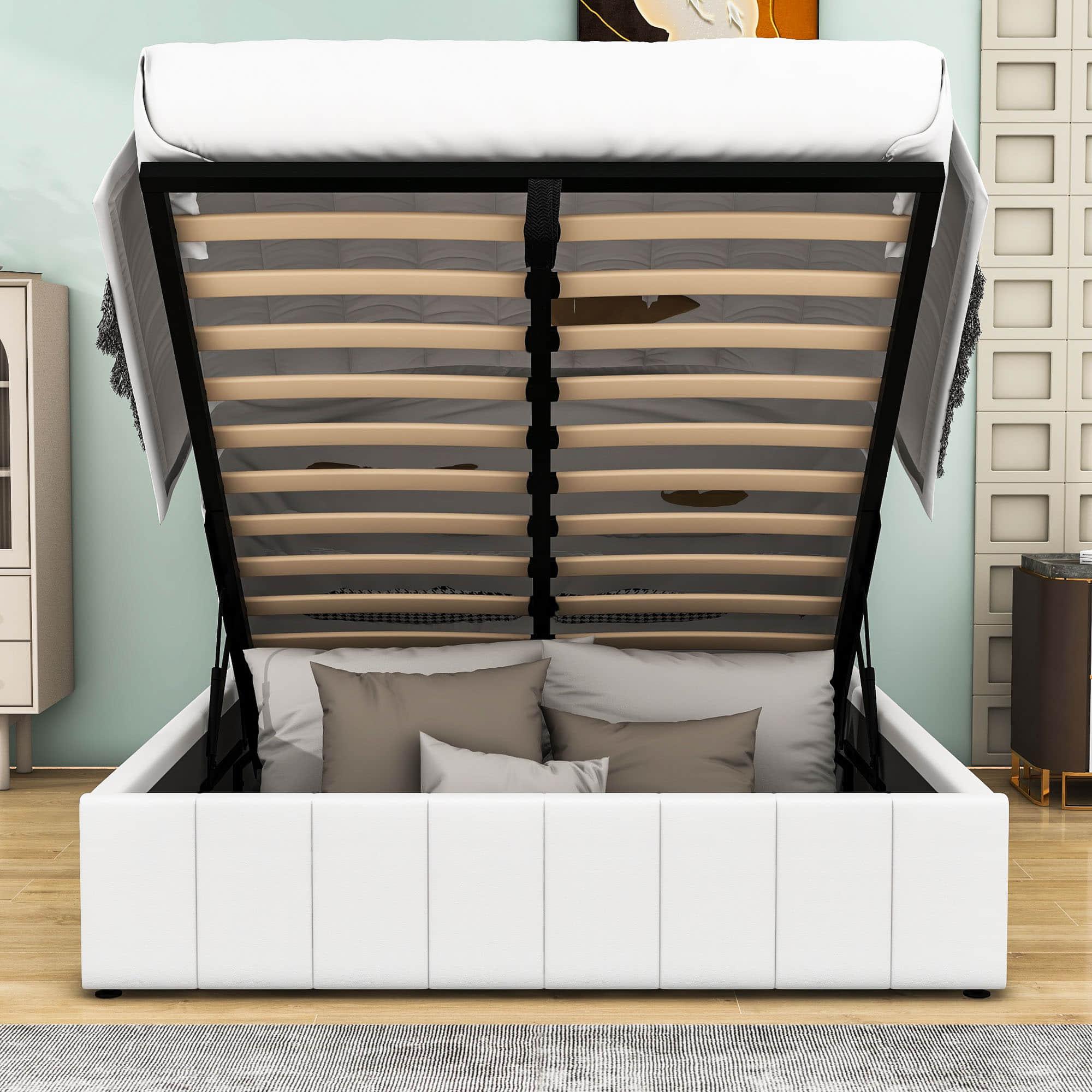 Modern Upholstered Full Bed Frame with Storage - Hydraulic Lift Up System