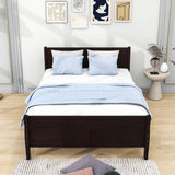 Wooden Full Size Platform Bed with Headboard - [Sleigh]