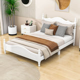 Traditional Full Size Low Profile Wood Platform Bed Frame with Headboard