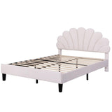 Modern Full Size Velvet Upholstered Platform Bed Frame with Headboard