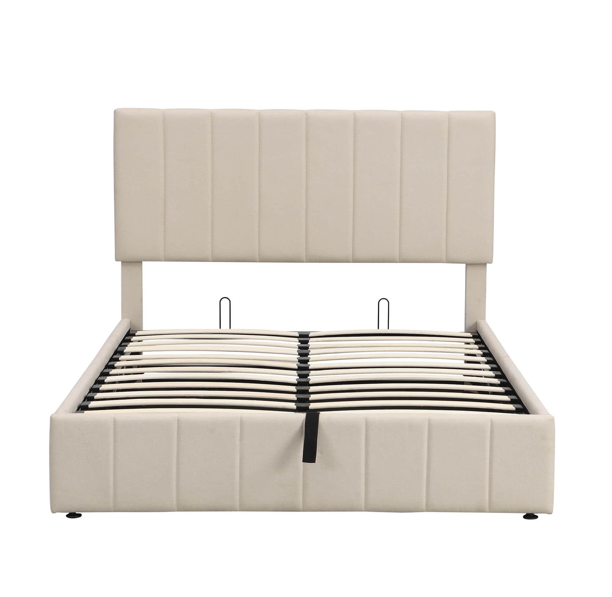 Modern Upholstered Full Bed Frame with Storage - Hydraulic Lift Up System