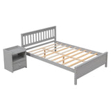 2 Pieces Full Size Platform Bed Frame with Nightstand Bedroom Set