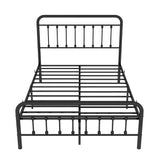 Vintage Full Size Metal Bed Frame with Slats Headboard