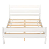 Wooden Full Bed Frame with Slat Headboard and Footboard