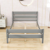 Wooden Full Bed Frame with Slat Headboard and Footboard