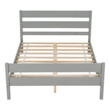 Wooden Full Bed Frame with Slat Headboard and Footboard