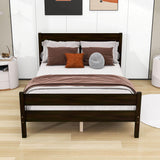 Wooden Full Bed Frame with Slat Headboard and Footboard