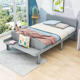 Full Size Kids Bed Frame with Headboard and Footboard Bench, Storage