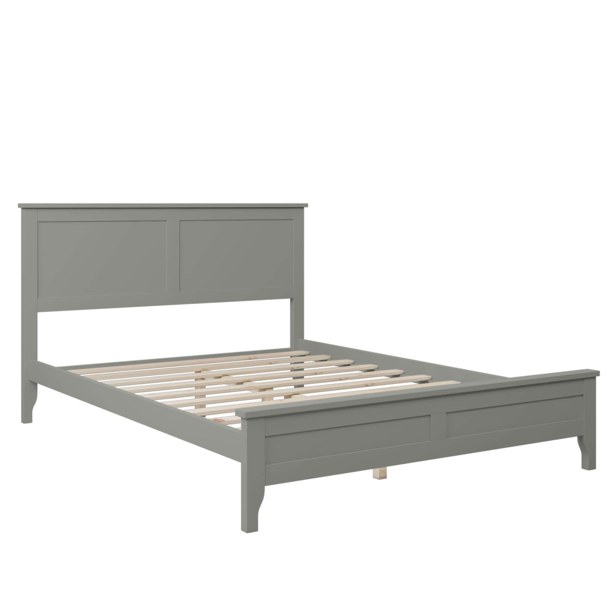 Mid-Century Modern Solid Wood Full Size Platform Bed with Headboard