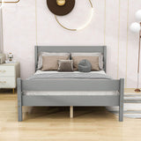 Wooden Full Bed Frame with Slat Headboard and Footboard