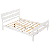 Wooden Full Bed Frame with Slat Headboard and Footboard