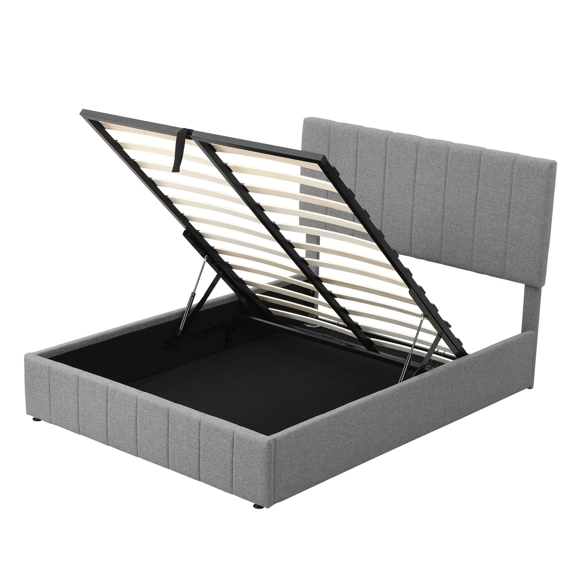 Modern Upholstered Full Bed Frame with Storage - Hydraulic Lift Up System