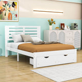 Wood Full Size Platform Bed Frame with Headboard and Storage