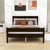 Wooden Full Bed Frame with Slat Headboard and Footboard