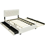 Full Velvet Upholstered Platform Bed Frame with Twin Trundle and Storage