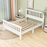 Full Size Wooden Platform Bed with Headboard and Footboard