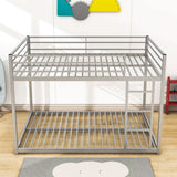 Montessori Full Over Full Scandinavian Floor Metal Bunk Bed with Ladder for Kids