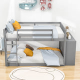 Low Full Over Full Bunk Beds for Kids, Toddlers with Storage - [Wood]