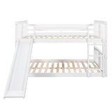 Low Full Over Full Bunk Beds with Slide for Kids Toddler - [Wooden]