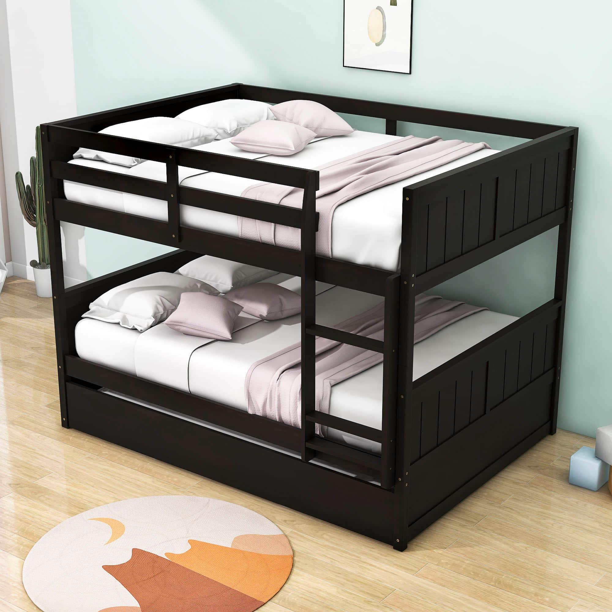 Wooden Full Over Full Standard Bunk Beds with Trundle - [Detachable]