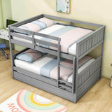 Wooden Full Over Full Standard Bunk Beds with Trundle - [Detachable]