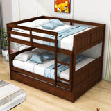 Wooden Full Over Full Standard Bunk Beds with Trundle - [Detachable]