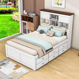 Solid Wood Full Size Captains Bed with Twin Trundle and Storage - [Drawers, Shelves]