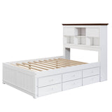 Solid Wood Full Size Captains Bed with Twin Trundle and Storage - [Drawers, Shelves]