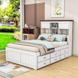 Solid Wood Full Size Captains Bed with Twin Trundle and Storage - [Drawers, Shelves]