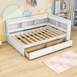 Wood Full Daybed with Storage - [Drawers, L-Shaped Bookcases]