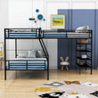 Twin Over Full Loft Triple Bunk Beds with Storage Shelves - [Metal, L-Shaped]