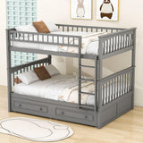 Full Over Full Bunk Beds with Storage Drawers for Kids - [Wood, Convertible, Small Room]