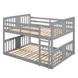 Wood Montessori Scandinavian Full Over Full Low Bunk Bed [Ladder, Guardrail]