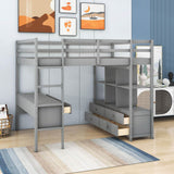 Full Size Loft Bed with Desk and Storage for Adults - [Drawers, Shelves]