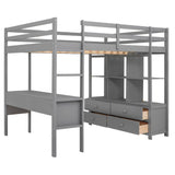 Full Size Loft Bed with Desk and Storage for Adults - [Drawers, Shelves]