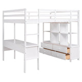 Full Size Loft Bed with Desk and Storage for Adults - [Drawers, Shelves]