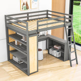 Modern Full Size Loft Bed with Desk and Storage for Kids, Junior - [Wood, Drawers, Shelves]