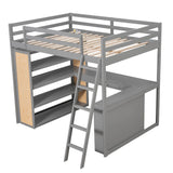 Modern Full Size Loft Bed with Desk and Storage for Kids, Junior - [Wood, Drawers, Shelves]