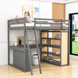 Modern Full Size Loft Bed with Desk and Storage for Kids, Junior - [Wood, Drawers, Shelves]