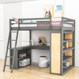 Modern Full Size Loft Bed with Desk and Storage for Kids, Junior - [Wood, Drawers, Shelves]