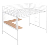 Metal Full Size Loft Bed with Desk and Grid for Kids, Adults, Teens