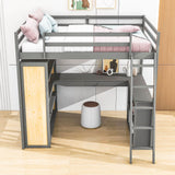 Modern Full Size Loft Bed with Desk and Storage for Kids, Junior - [Wood, Drawers, Shelves]