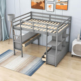 Full Size Loft Bed with Desk and Storage for Adults - [Drawers, Shelves]