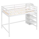 Full Size Loft Bed with Stairs and Clothes Hanger for Adults, Teens