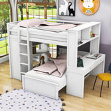 Full Over Twin Loft Bunk Beds with Desk and Storage - [Drawers, Shelves, Wardrobe]