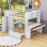 Full Over Twin Loft Bunk Beds with Desk and Storage - [Drawers, Shelves, Wardrobe]