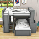 Full Over Twin Loft Bunk Beds with Desk and Storage - [Drawers, Shelves, Wardrobe]