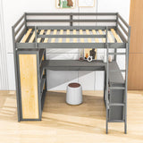 Modern Full Size Loft Bed with Desk and Storage for Kids, Junior - [Wood, Drawers, Shelves]